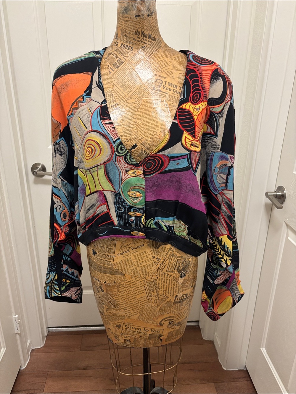 Platinum by Dorothy Schoelen vintage cropped blazer Pop Art USA L boho whimsy